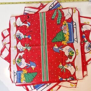 Vintage Festive Red Christmas Goose cloth napkins
